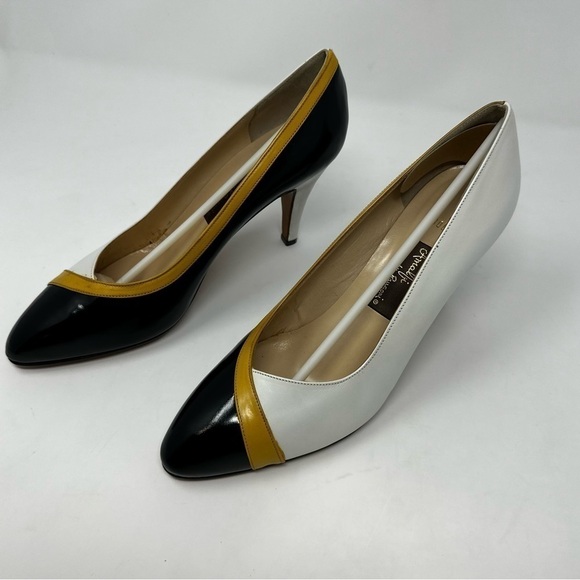 Vintage Amalfi Leather Heels Color Block  Heels Woman’s Size 8 1/2 B - Picture 2 of 7